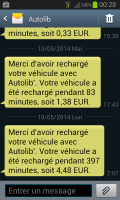 SMS reçu en fin de charge